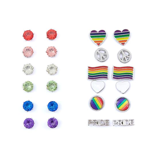 Pride 12 Pair Earring Set with Silver Accents by Celebrate It&#x2122;
